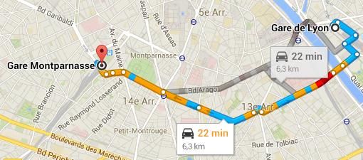 Trajet Gare de Lyon vers Gare Montparnasse